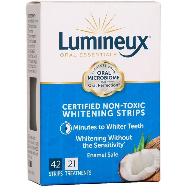 Lumineux Enamel-Safe & Peroxide-Free Teeth Whitening Strips, Dentist Formulated, 21 Pack