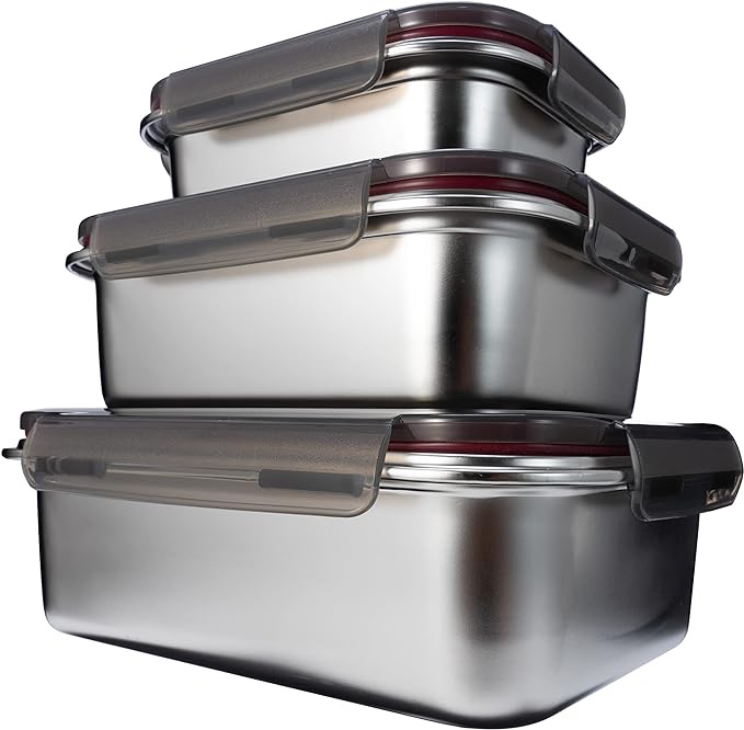 Stainless steel food storage containers leak proof&airtight lids for Kitchen,stainless steel bowl,meal prep lunch box,Dishwasher Safe ,Oven/Freezer/Microwave 5mins Safe without lids,reusable&stackable