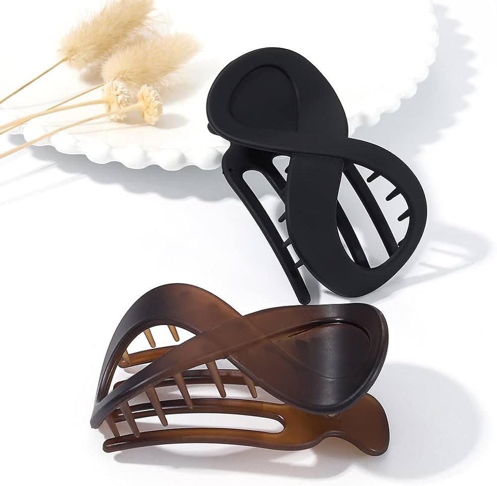 Brinie French Concord Hair Clip Acrylic Hair Claw Clips Thick Hair Flat Hair Clips Grip Hair Banana Barrettes for Styling Hair Accessories for Women and Girls (Pack of 2)