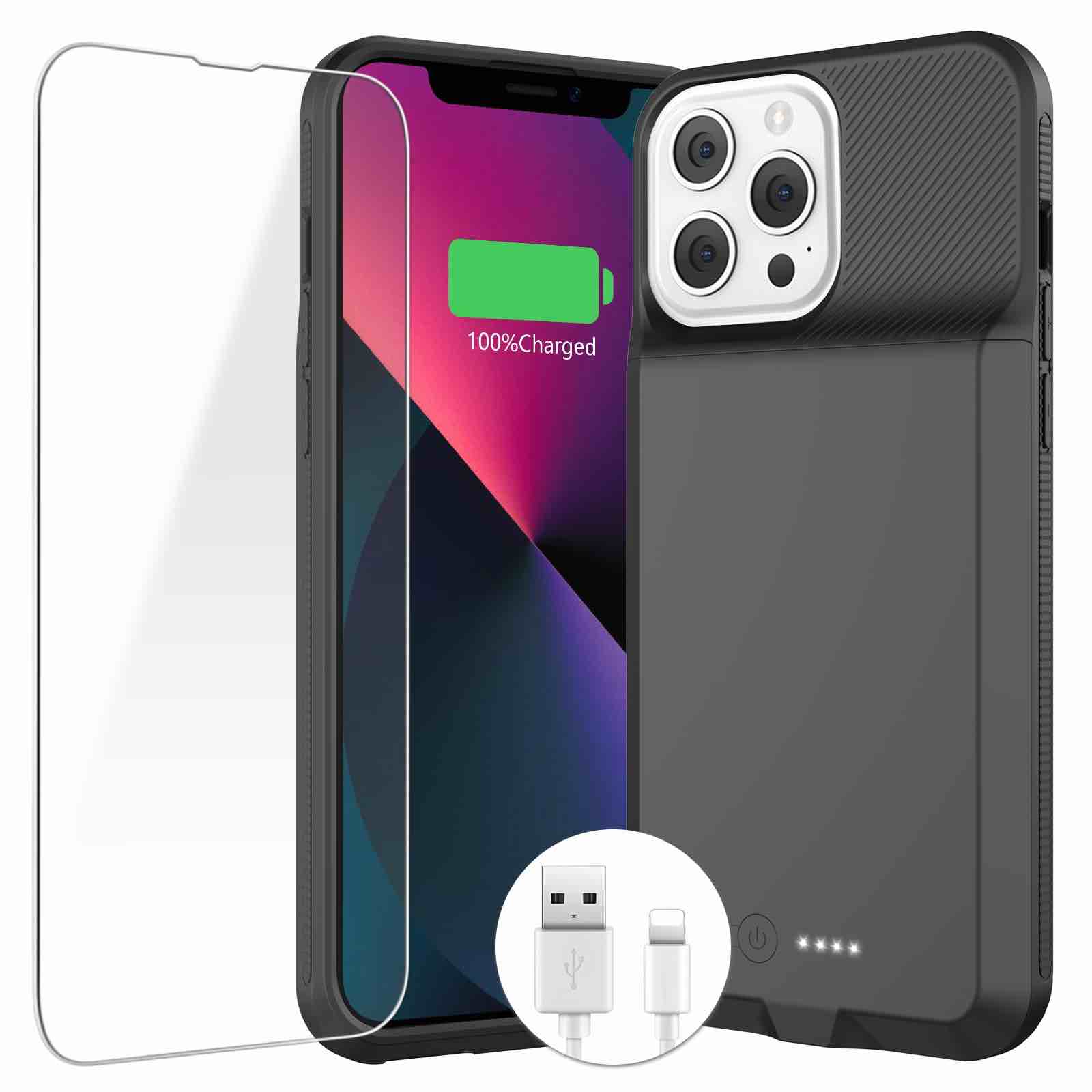 ZENEE Battery Case for iPhone 13/13 Pro/14/14 Pro, 2024 Upgraded 7000mAh Portable Extended Charger Case Cover for iPhone 13/13 Pro/14/14 Pro Charging Case (6.1 inch)?Black