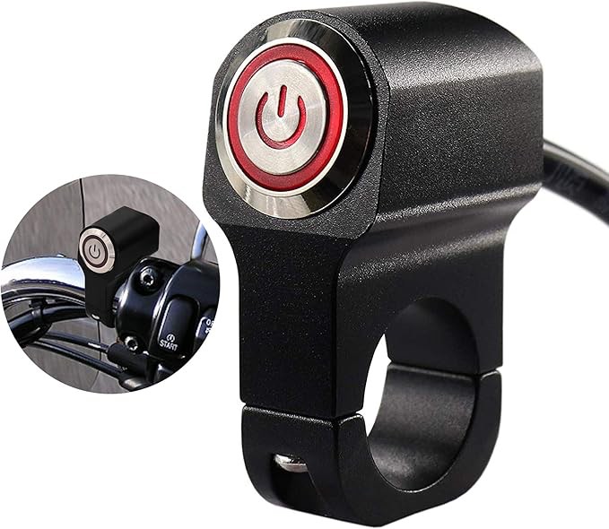 Motorcycle CNC Aluminium Alloy Handlebar Kill Headlight Switches for 12V 10A 1" 25mm Handlebar Headlight Switch with Indicator Light-Red