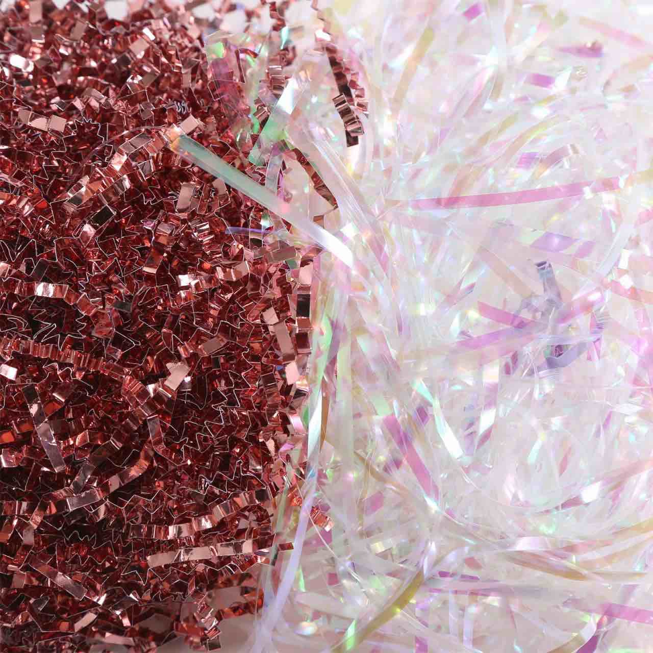 Soiprva 1/2 LB Metallic Rose Gold Crinkle Cut Paper Shredded Filler, Birthday Bridesmaid, for Christmas Thanksgiving Holiday Gifts,Wedding Birthday Retail Decoration Gift Boxes