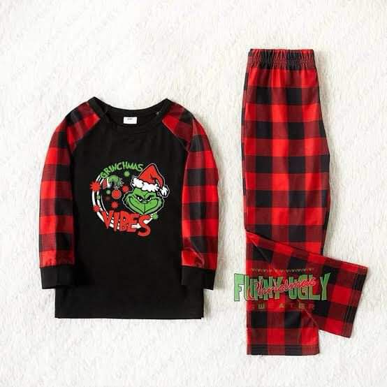 (L) Little Christmas Holiday Long Sleeve T-Shirt Pajama Sleepwear 