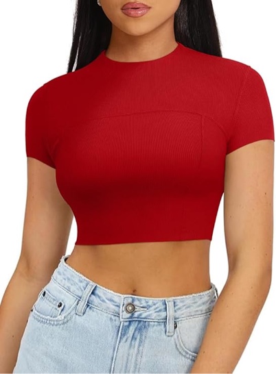 HYZ Women's Casual Knit Short Sleeve Basic Daily Going Out Shirts Tank Tops - Medium