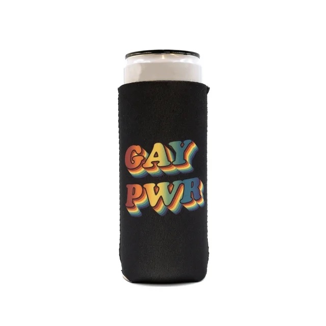 GAY APPAREL Gay Pwr Slim Can Cooler Sleeve (Neoprene 12oz)