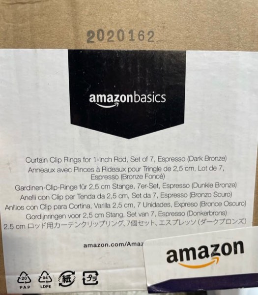 Amazon Basics Curtain Clip Rings for 1" Rod, Set of 7, Dark Bronze (Espresso)