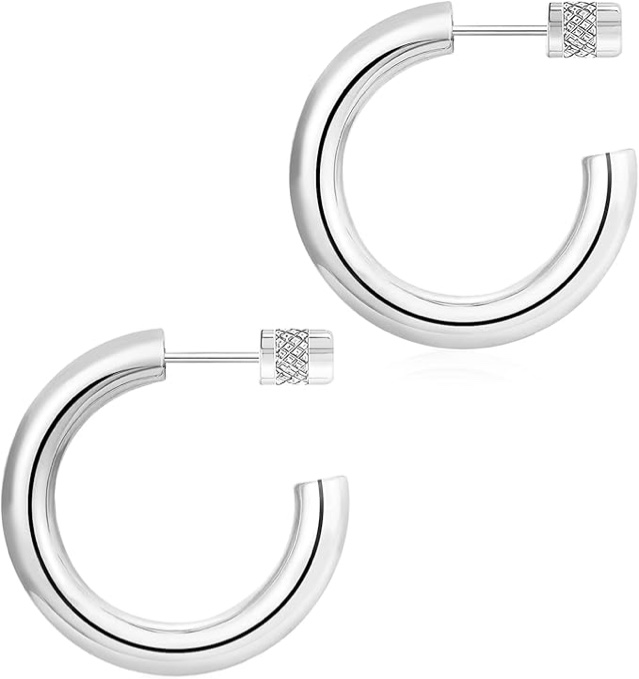 iLovey 14K Gold Hoop Earrings for Women, Lightweight Open Chunky Silver Gold Hoops, 20MM/30MM/35MM/40MM Small Medium Large Thick Chunky Hoops, Hypoallergenic, Anti Tarnish, Comfortable