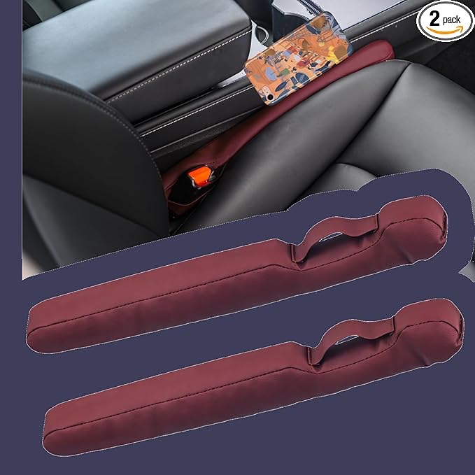 Aulokcc Car Seat Gap Filler 2 Pack,Seat Gap Filler,Car Seat Gap Filler Organizer, Universal Gap Filler for Car, Leather Car Side Seat Gap Filler,Car Seat Gap Plug Strip 2 Sets Red