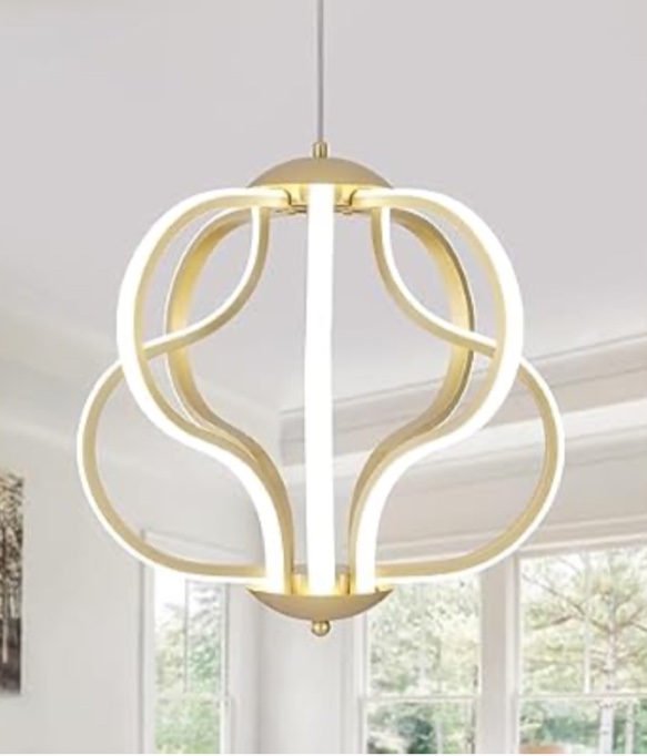 Modern Led Chandelier,Gold Hanging Pendant Lights for Dining Room Foyer Entryway Kitchen Living Room 8 Lights