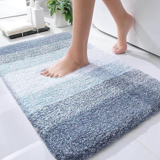 OLANLY Bathroom Rug Mat 30x20, Extra Soft and Absorbent Microfiber Bath Rugs, Non-Slip Plush Shaggy Bath Carpet, Machine Wash Dry, Bath Mats for Bathroom Floor, Tub