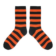 Retro Striped Cotton Socks - Black/Orange
