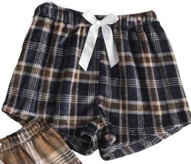 (Medium) Milumia Women's Plaid Pajama Shorts Bow Elastic Waist Pj Sleep Shorts