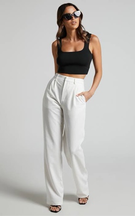 HIGH WAISTED TAILORED PANTS IN WHITE