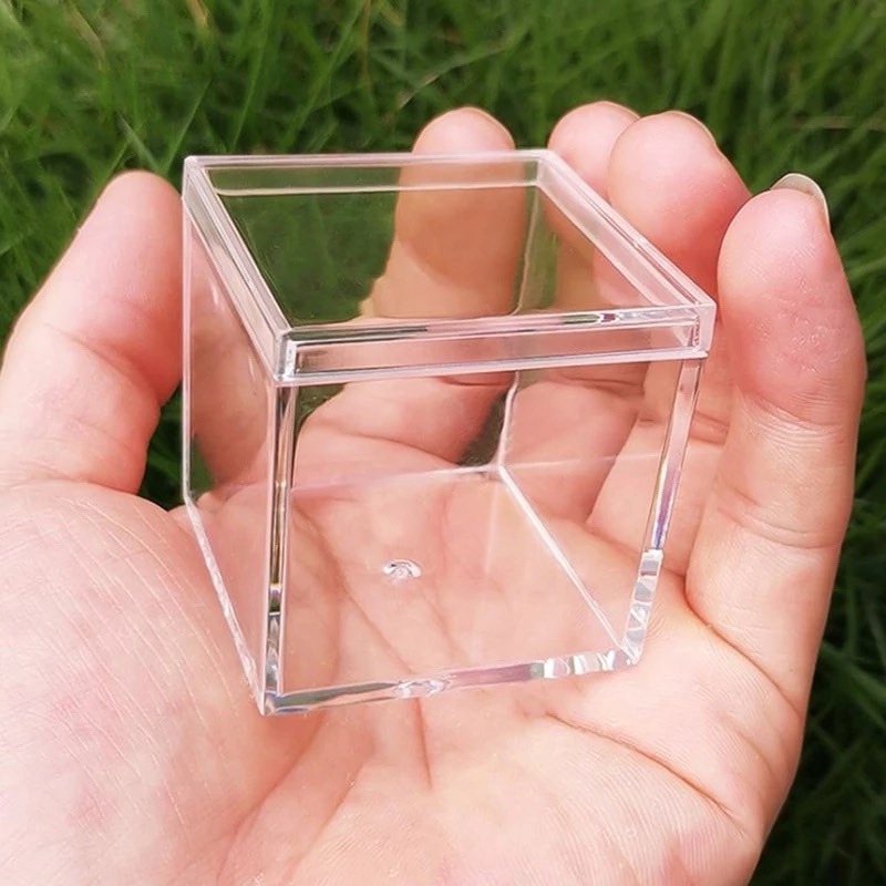 Clear Acrylic Plastic Square Cube 1 Small Acrylic Box with Lid, Plastic Storage Boxes Organizer Containers for Candy Pill and Tiny Jewelry Valentine's Day/Mother's Day/Christmas/Birthday Gifts