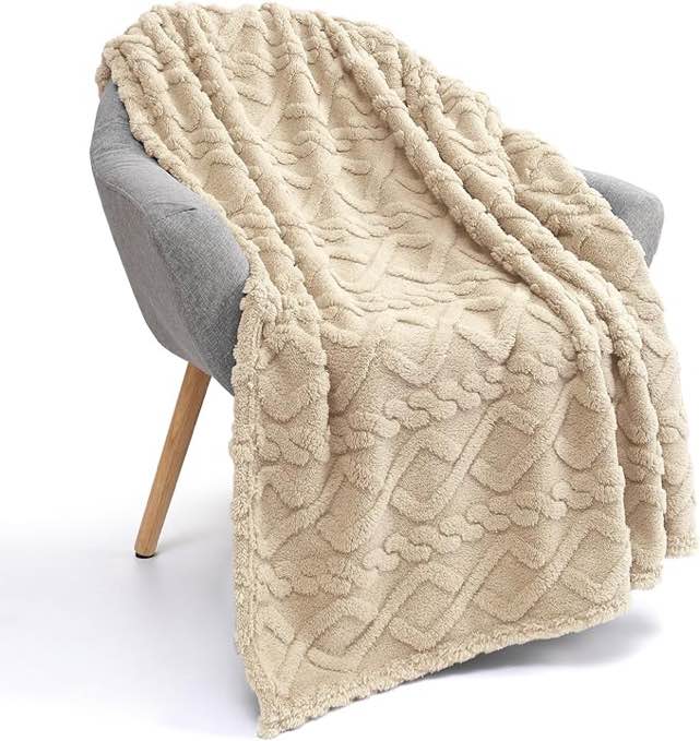 DEZANBO Throw Blanket for Couch Sofa: Soft Fleece Plush Sherpa - Fuzzy Fluffy Warm Lightweight 50x70 Inch Beige