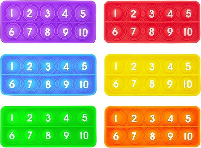 Ten Frame Pop Board, Fidgets for Classroom, Quiet Sensory Toys Bubble Poppers, Pop for Counting Math, Focus Tools for Kids, Montessori Educational Toy Gift for Kindergarten (Set of 6)