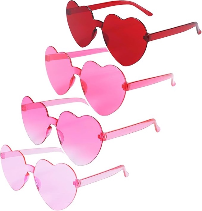 Zando 4Pairs Red Heart Sunglasses Heart Shaped Sunglasses Women Red Heart Glasses Red Glasses Red Sunglasses for Women Pink Heart Glasses Pink Heart Sunglasses A Candy Colors*4