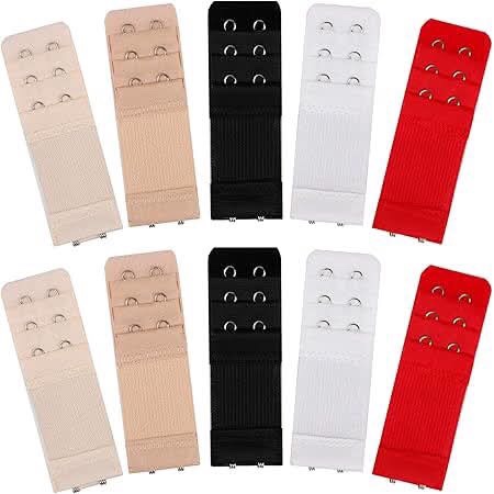 9 Pcs Women's Bra Extender 2 Hooks/ 3 Hooks/ 4 Hooks Elastic Bra Extension Strap Bra Lingerie Extenders, White/Black/Beige (2 Hooks18pcs mix)