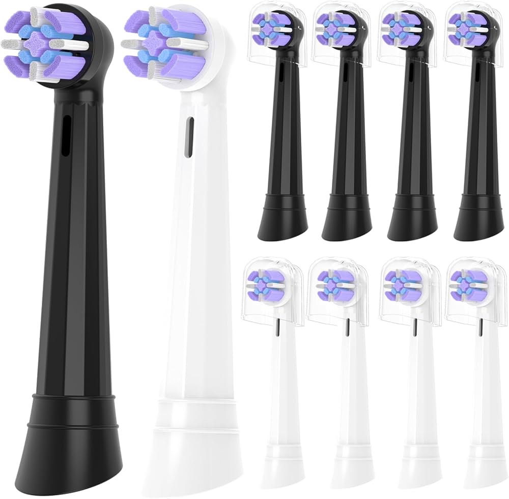 YMPBO Toothbrush Replacement Heads for Oral-B iO Series Electric Toothbrush, Brush Heads for Oral B iO 10 9 8 7 6 5 4 3 Series, 5 Pack Black + 5 Pack White
