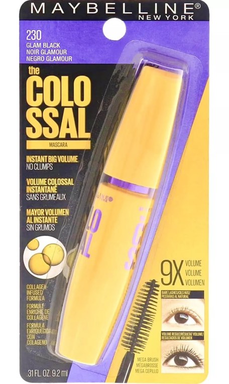 Maybelline Colossal Mascara 230 Glam Black Instant Volume 9x Makeup