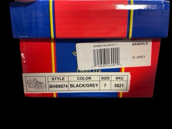 Beverly Hills Polo Club Sandals for Kids (Black/Grey, Size 7)