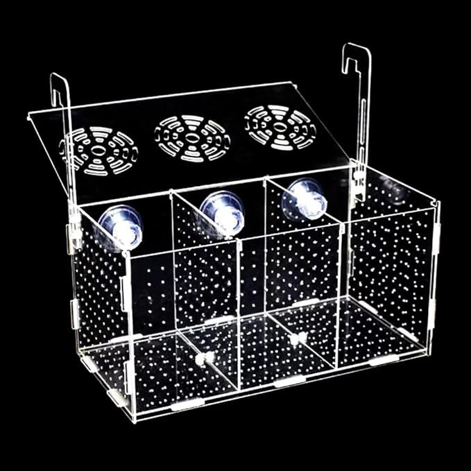 Fish Breeding Box, Acrylic Fish Isolation Box Fish Separator for Aquarium Hatchery Incubator with Suction Cups for Baby Fishes Shrimp Clownfish(11.8 * 5.9 * 5.9 inch)