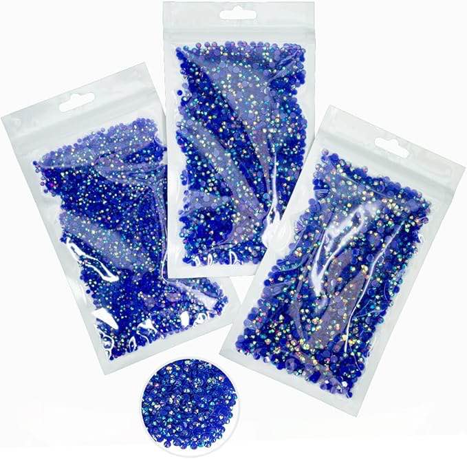Dark Blue AB Resin Rhinestones for Crafts 3mm 4mm 5mm Royal Blue AB Flatback Jelly Rhinestones Bulk 