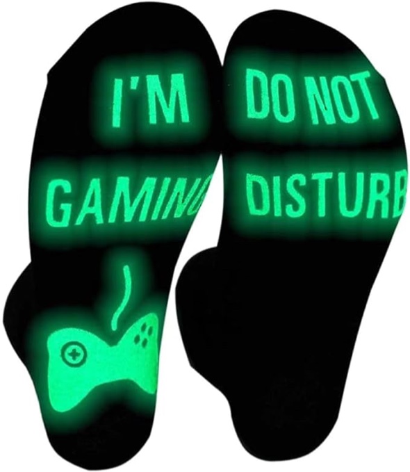 Gaming Socks, Do Not Disturb I'm Gaming,Gaming Socks for Teen Boys Gamer with Glowing, Novelty Socks for Men Women