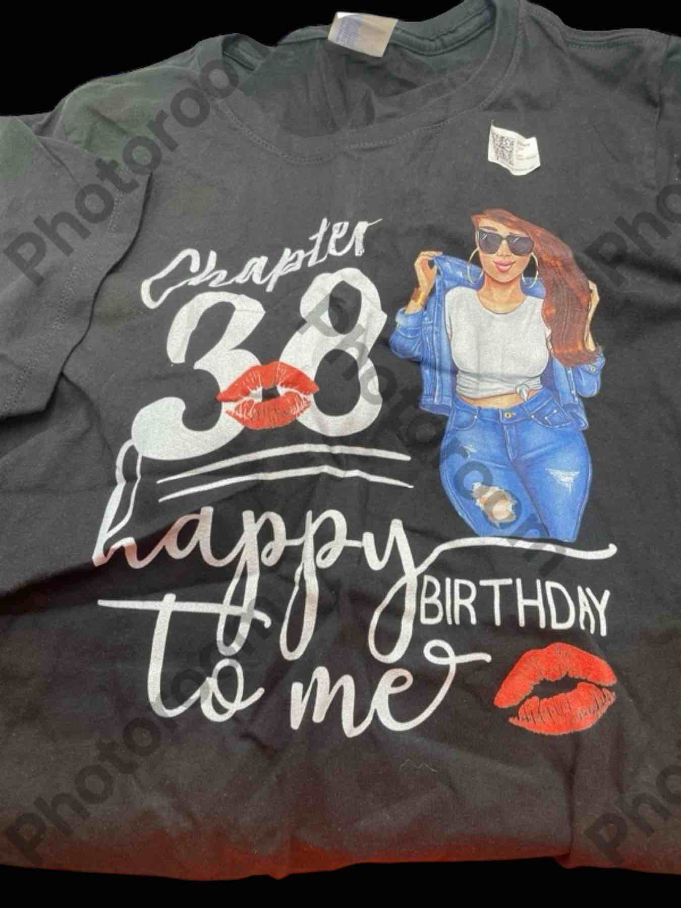 Port & Company Black T-shirt with Print of Chapter 38 Happy Birthday To Me (Black, Medium)