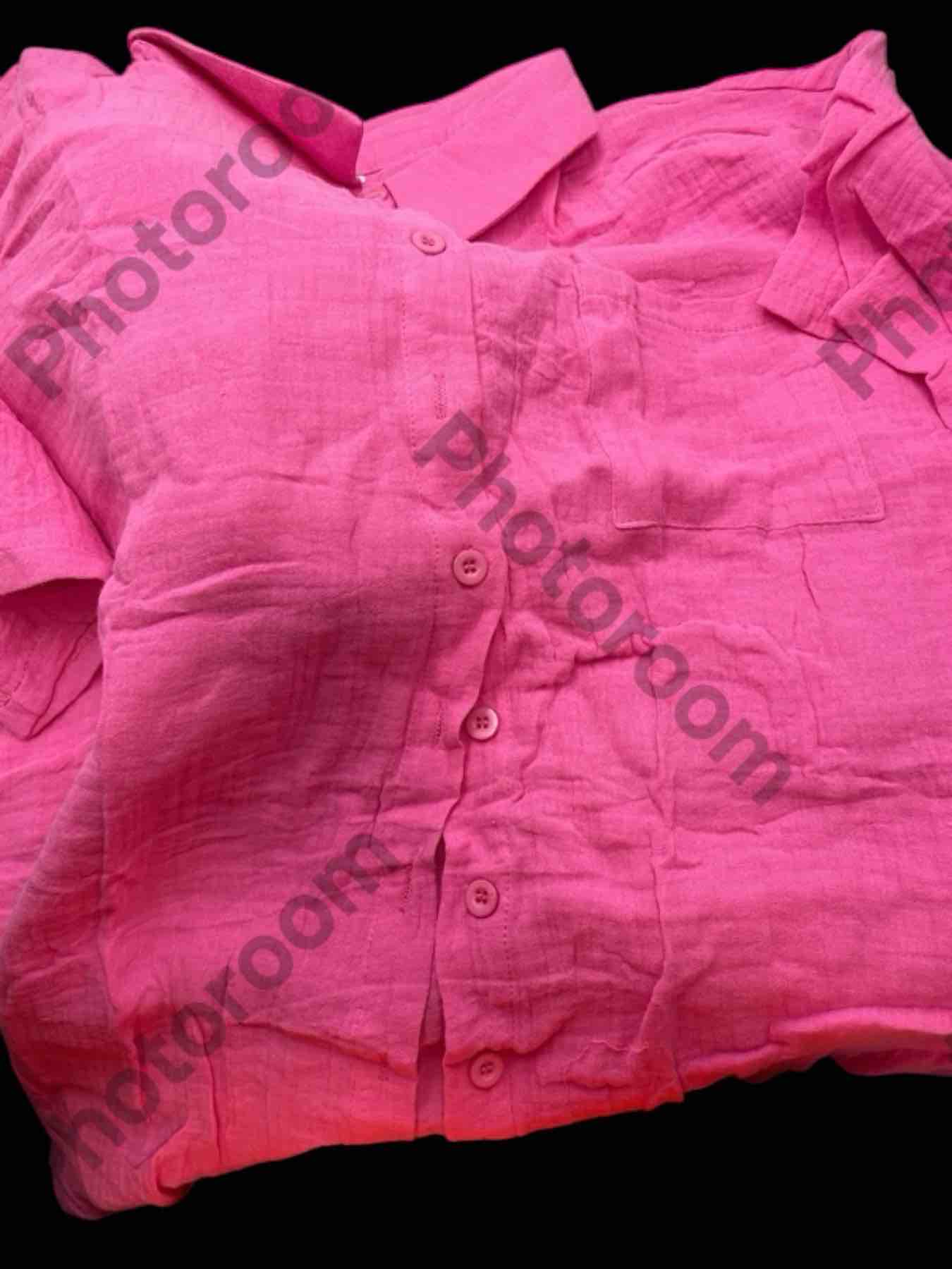 Button Down Shirt with Short for Women (Pink, Medium)