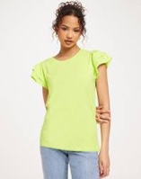 ladies top Green ruffle sleeves(size small)