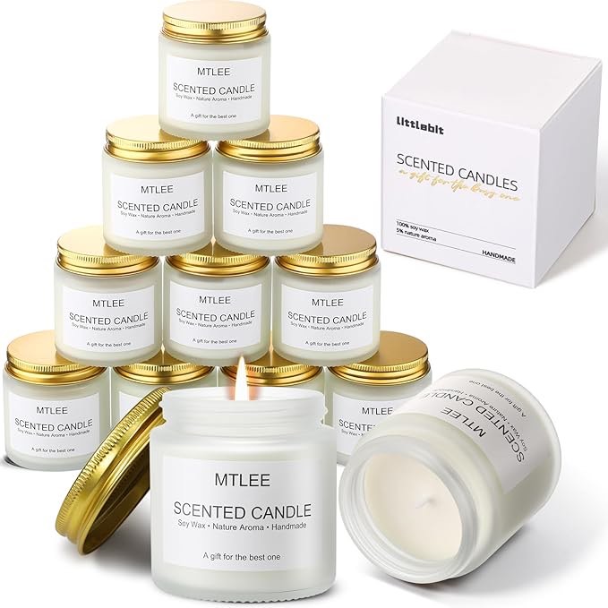 12-Pack Scented Candles Gifts for Women — Candles for Thank You Gifts Birthday Holiday Present Stress Relief Home (White)
