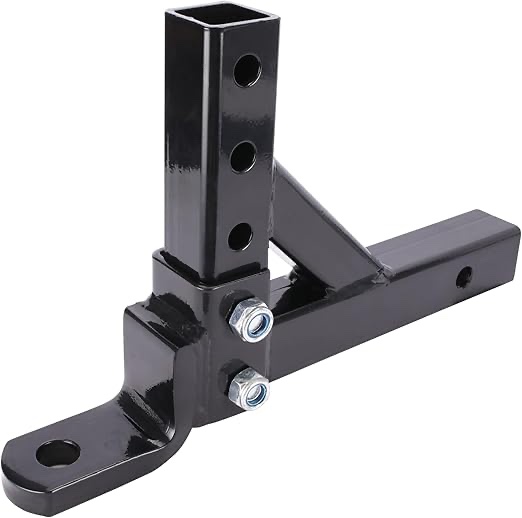 ANGCOSY Advanced Adjustable Trailer Hitch — 6000lbs GTW Capacity, Drop 9-5/8”, Rise 8-3/8”, Length 12”, Hollow Design (Black Powder Coat Finish)