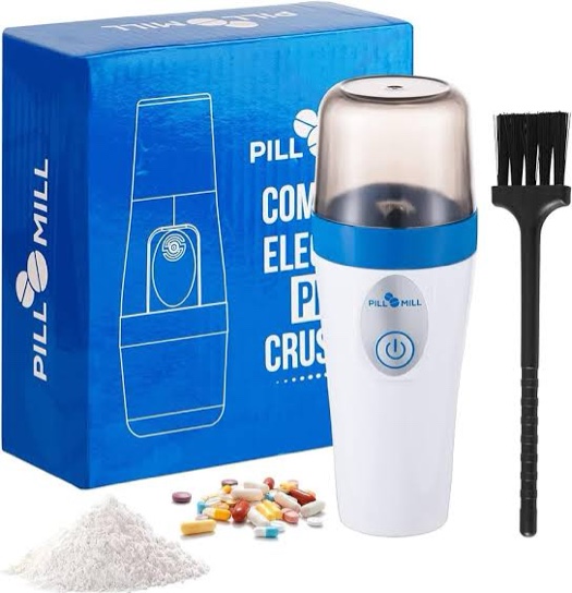 Small Electric Pill Crusher Fine Powder by Pill Mill - Pill Grinder Fine Powder Extremely Fine - Hospital Grade Pill Crusher for Elderly - Electric Pill Grinder for Medicine - Pill Crusher for Pets
