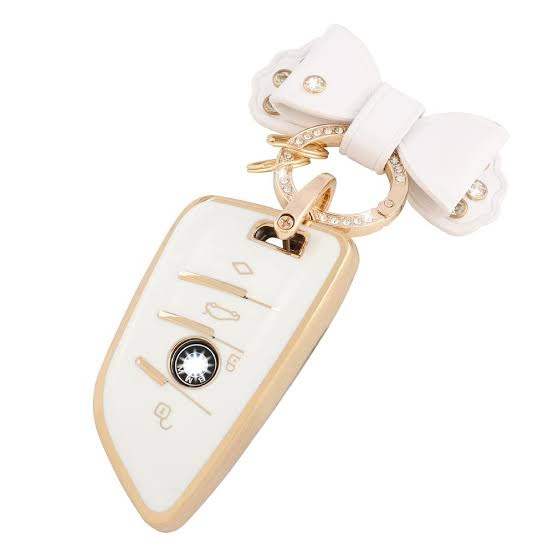 YFRAUTO Key Fob Cover for BMW 3 4 5 Series Accessories X1 X2 X3 X4 X5 X6 X7 M3 M4 M5 XM3 XM5 XM6 Smart Remote Control Car Key Case Soft TPU White 1 Pc
