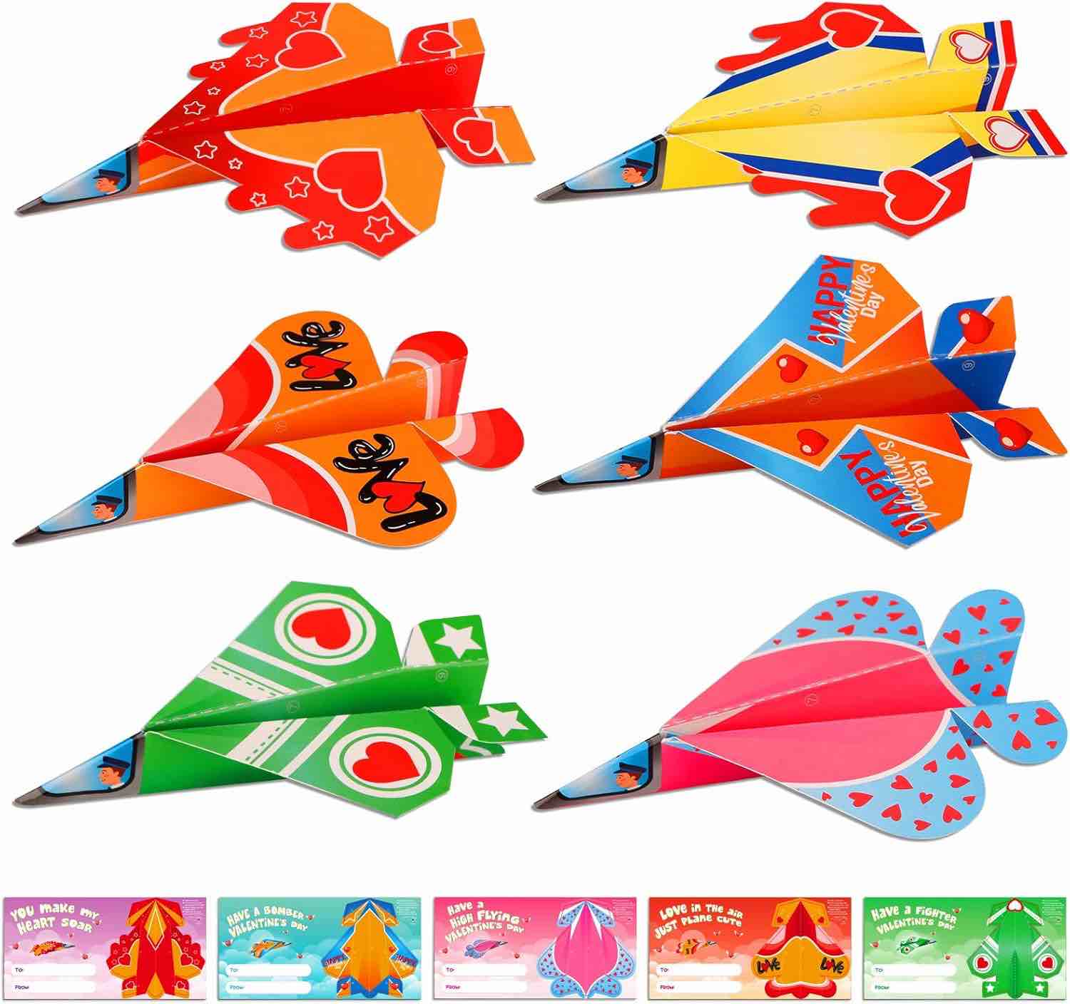 PETCEE Airplane Valentines Day Card for Kids