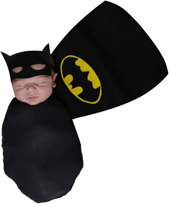 Himom Newborn Baby Girl Boy Photography Props, Bat Infant Photo Shooting Wearable Wrap Swaddle Mask Cloak 3PCS Outfits Set