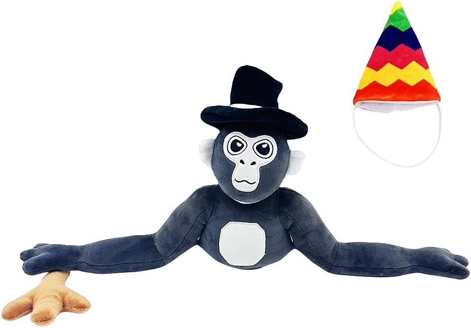 Lifecfd Gorilla Tag Plush, 10 inch Height Gorilla Tag Plushies Toy,Gorilla Tag Monke Action Figures Plushy, 100% Cotton, Soft and Cuddly, Gift Game Fans (Black hat)