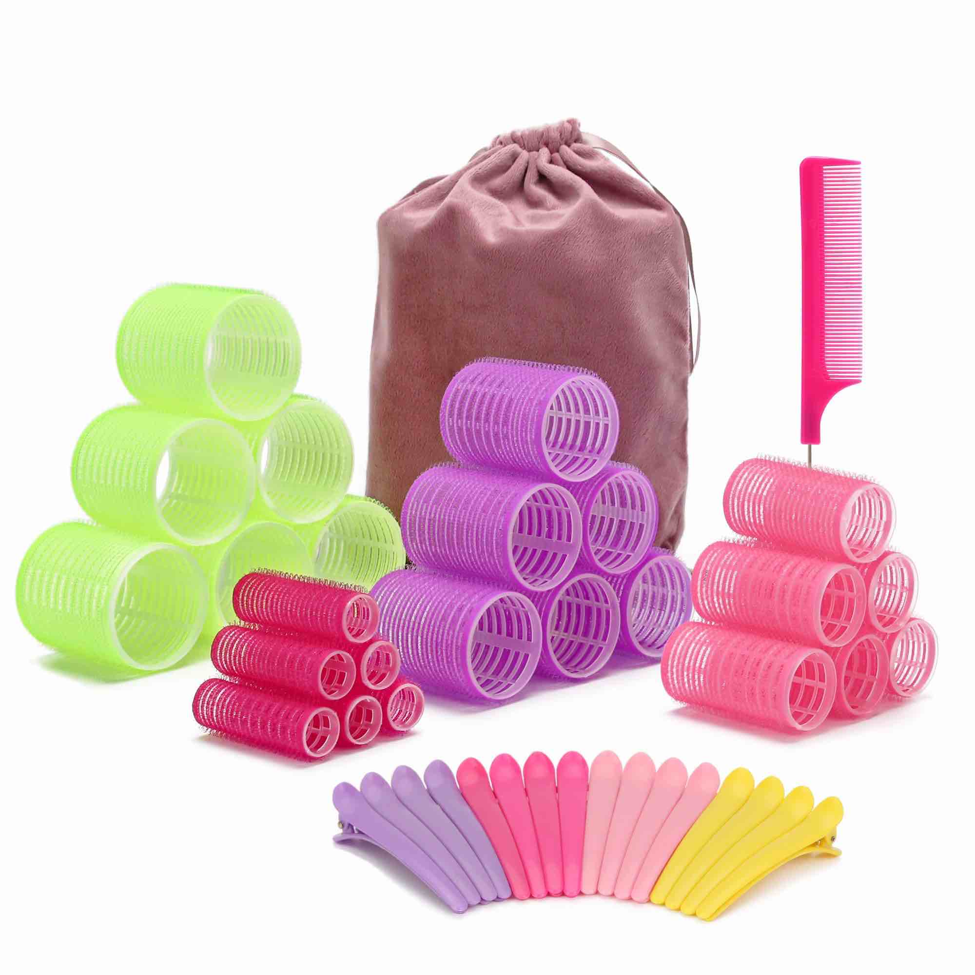 MOIIE 42 Pieces Hair Rollers Curlers with 4 Sizes Velcro Roller