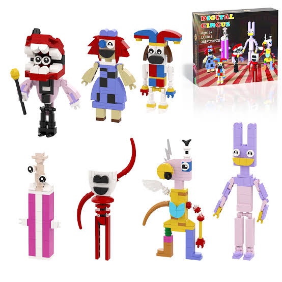 388Pcs The Amazing Digital Circus Bricks Model Figure Clown Pomni Cartoon Digital Circus Building Toy For Kids Birthday Gifts