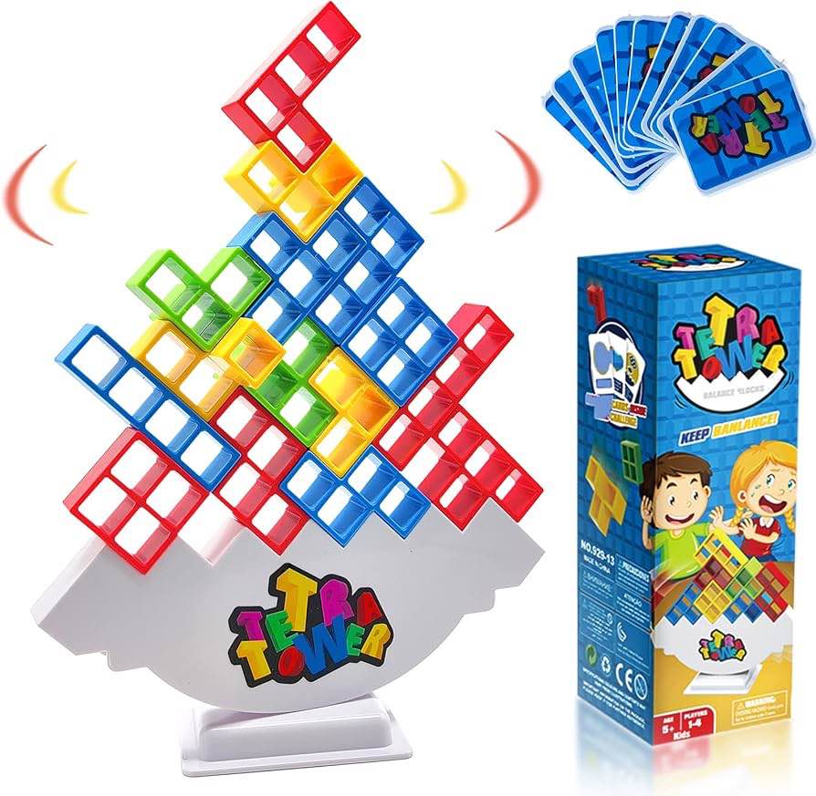T'PUPU Tetris Tower Balancing Stacking Toys,Board Games for Kids & Adults,Tetris Balance Game Building Blocks,Perfect for Family Games, Parties, Travel