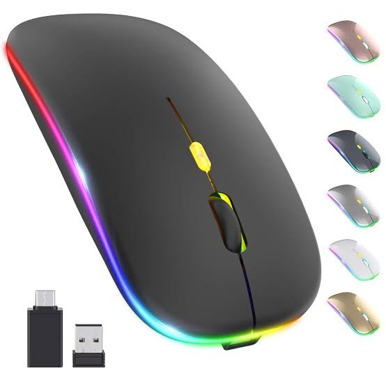 ?Upgrade? LED Wireless Mouse, Slim Silent Mouse 2.4G Portable Mobile Optical Office Mouse with USB & Type-c Receiver, 3 Adjustable DPI Levels for Notebook, PC, Laptop, Computer, MacBook (Black)