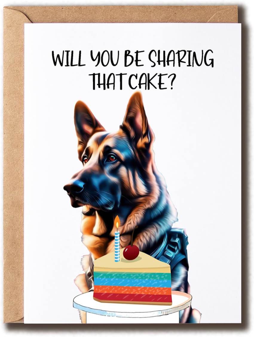 NHBGift German Shepherd Dog Birthday Card - Humorous Greeting Card - German Shepherd Dog Anniversary Card - Funny Dog Bday Card
