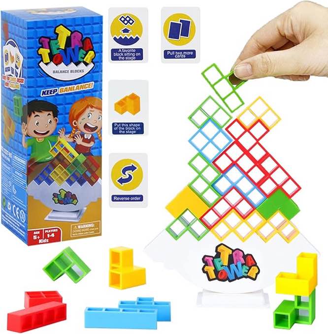 ICEPAPA, Tetra Tower, Stacking Game in Tetris, Montessori Games, Children's Birthday Games, Suitable as a Children's Gift or Children's Toy 5 Years+