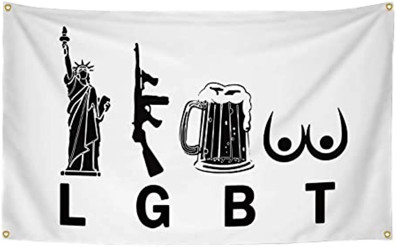 LGBT Flag Liberty Guns Beer Tits 3X5 ft Flags- Motivational Inspirational Office Gym Wall College Dorm Bedroom Wall Tapestry Decor - Indoor and Outdoor Funny Party Banner