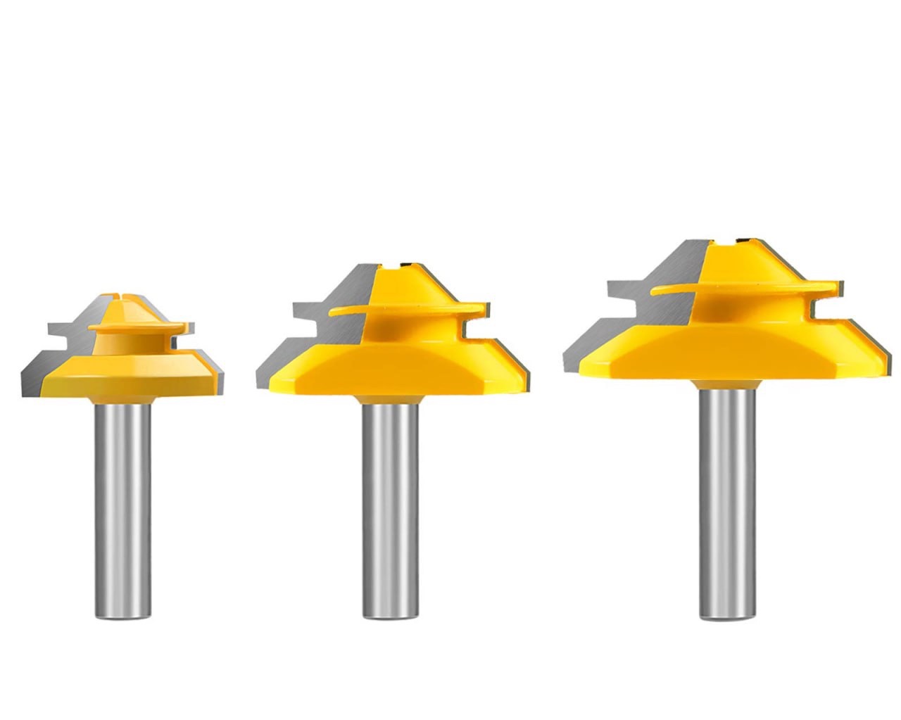 45 Degree Joint 1/2 inch shank router bit set, Lock Miter Woodworking Tools Set by Tooldo (For 1/2", 3/4", 1" board)