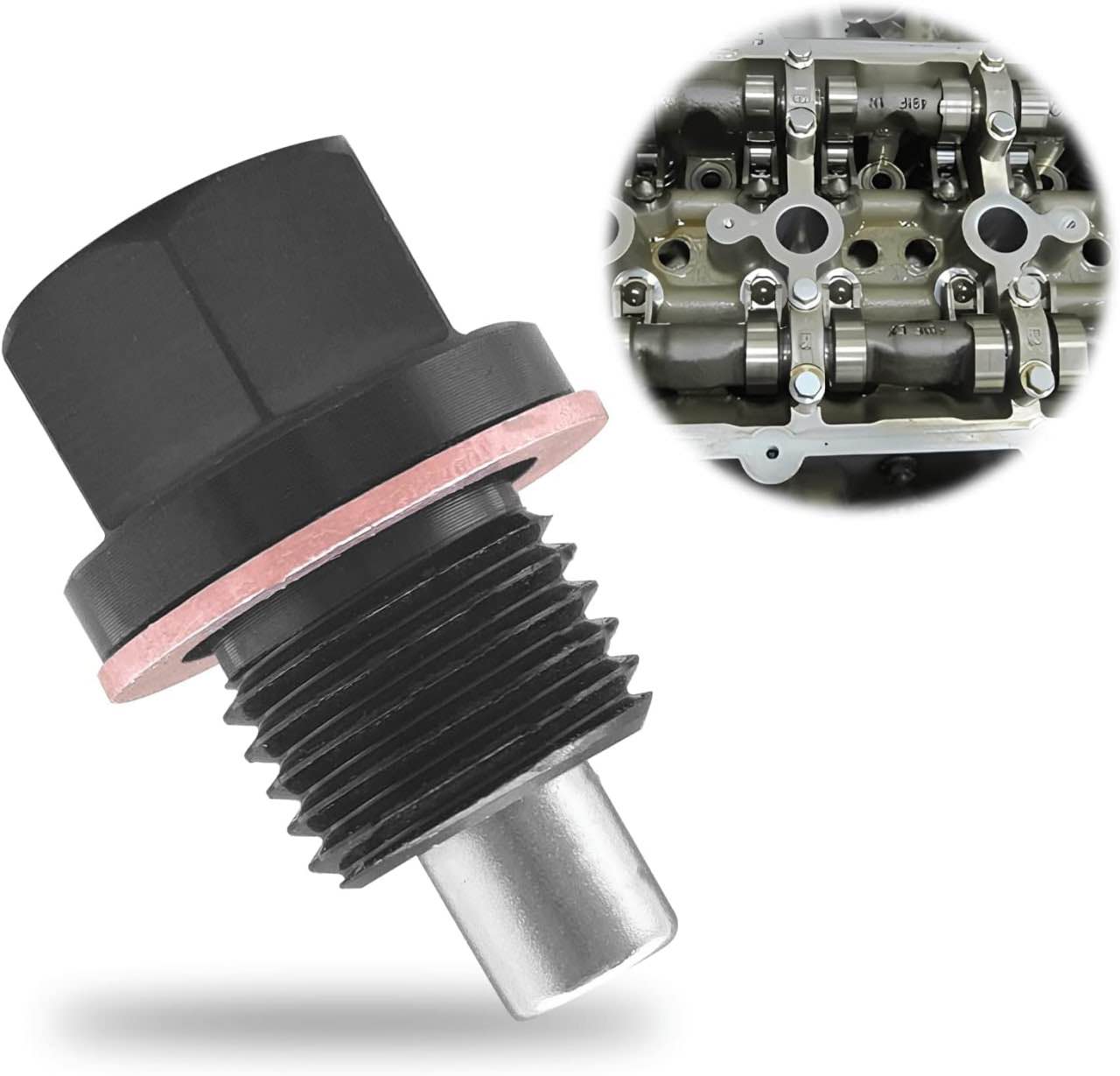 iTobest Oil Drain Plug M12 x 1.5?with Red Copper Crush Washer Gaskets Compatible with BMW, Benz?Black