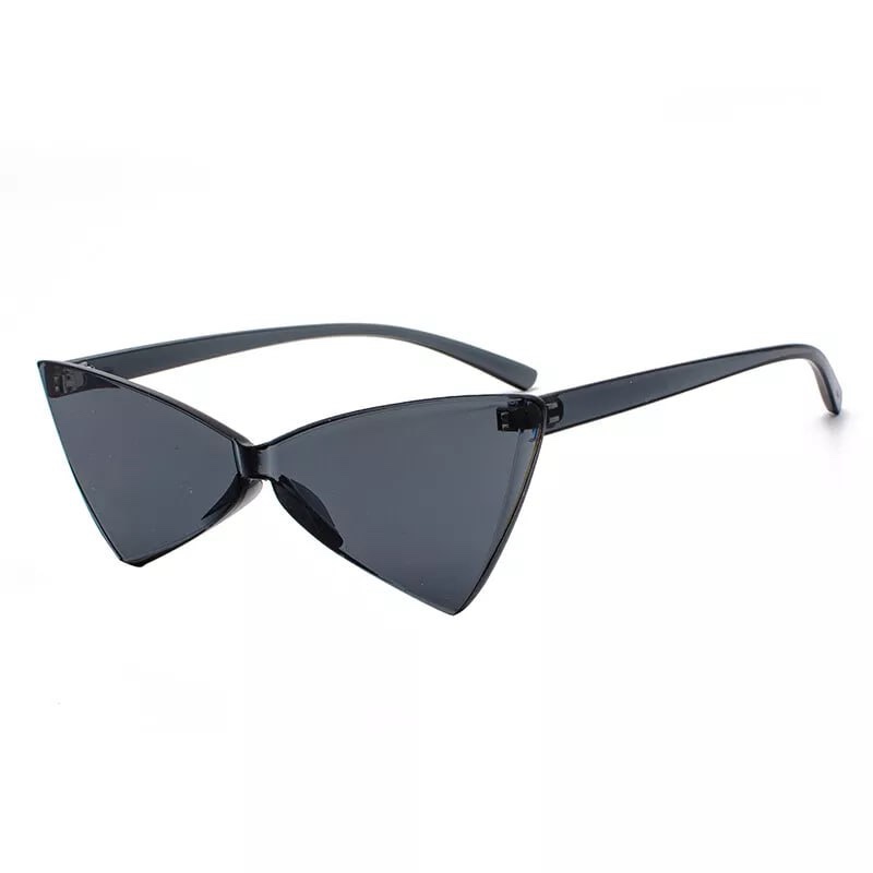 OLIN Triangle Thick Rimless Sunglasses One Piece Colored Transparent glasses For Women and Men Dark Grey Triangle