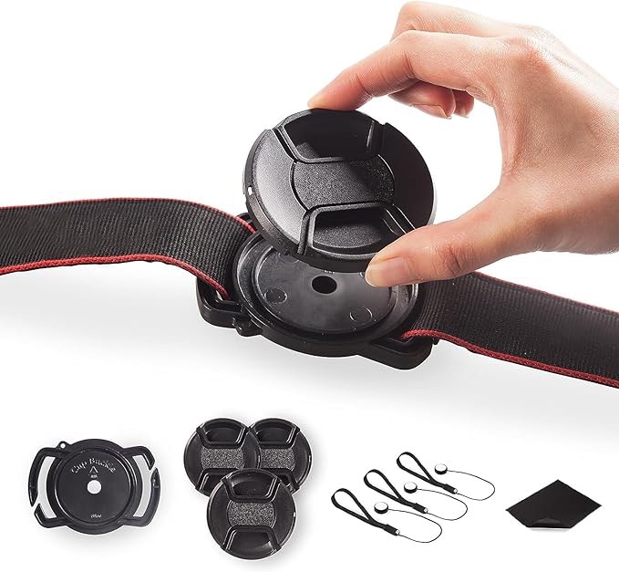 Camera Lens Cap Buckle Anti-Lost Holder Keeper Kits Lens Strap Anti-Loss len Leash Included (52-67mm)