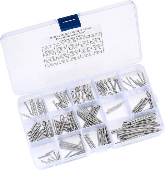 Cotter Pin Assortment Kit, 150pcs Stainless Steel Cotter Pins Set, Split Pins, Cotter Pin Clip Key Fastener Fitting Kit for Cars, Automotive, Trucks, Lawn Mower, Trailer Hitch Pins
